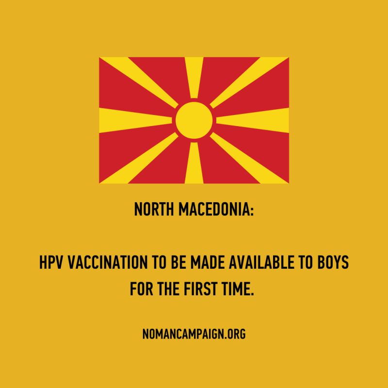 North Macedonia have announced that HPV vaccination will be made available to boys for the first time – NOMAN is an Island Race to End HPV