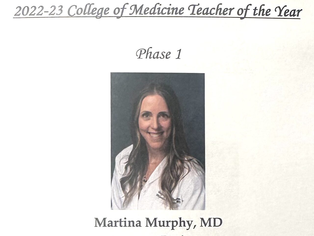 Martina Murphy: Grateful to the UF Medicine class of 2024 for this incredible honor