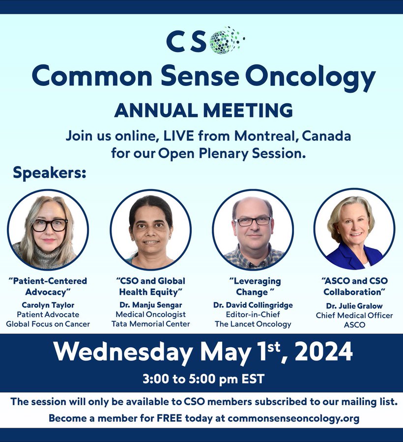 Common Sense Oncology leadership team is having its first annual meeting in Montreal