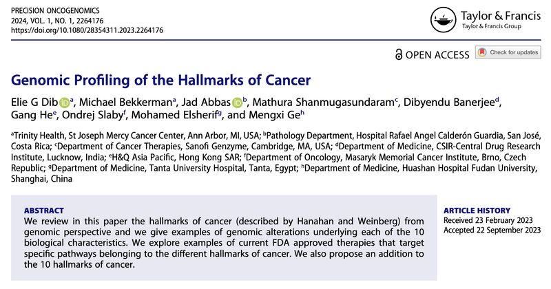 Elie G. Dib: In our recent article we assigned genomic alterations to each hallmark and uncovered some intriguing patterns