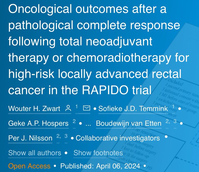 Outcomes after pCR in RAPIDO trial of rectal cancer summarized by Erman Akkus