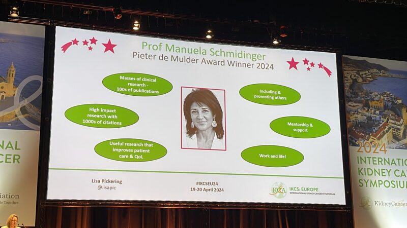 Salvatore La Rosa: Lisa Pickering announces the Kidney Cancer Pieter De Mulder Award Winner 2024 to Manuela Schmidinger