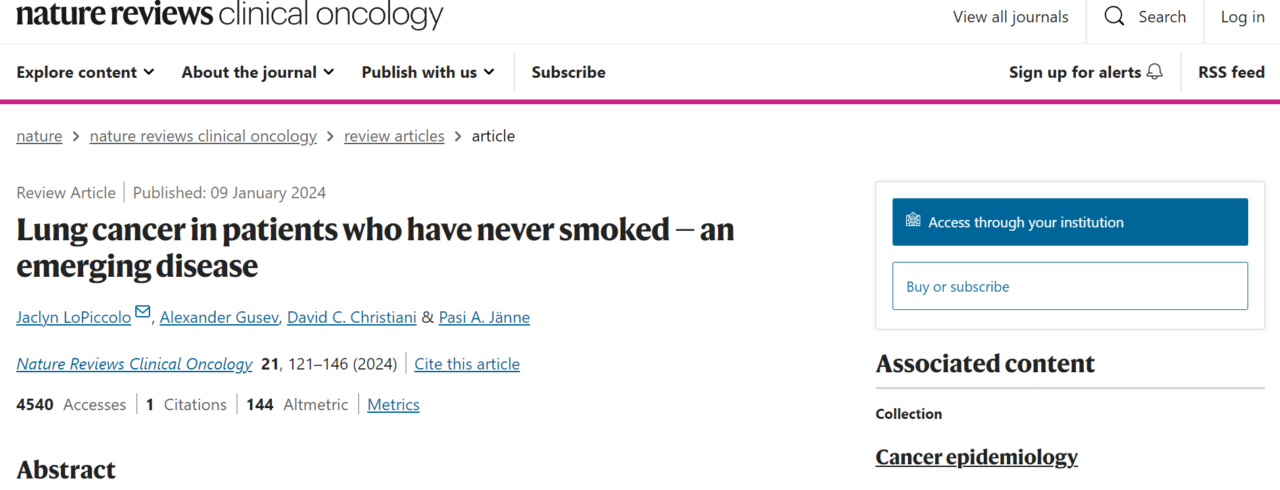Lung cancer in patients who have never smoked — an emerging disease – Top Biomedical Science