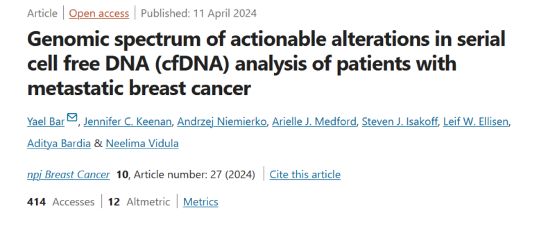 Elisa Agostinetto: The proportion of patients with an actionable alteration (AA) in serial cfDNA decreases with time