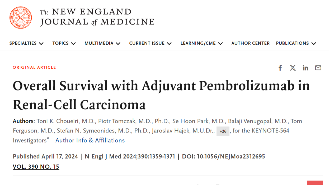 Tom Powles: Adjuvant pembrolizumab in clear cell renal cancer for the 1st time (KN564)