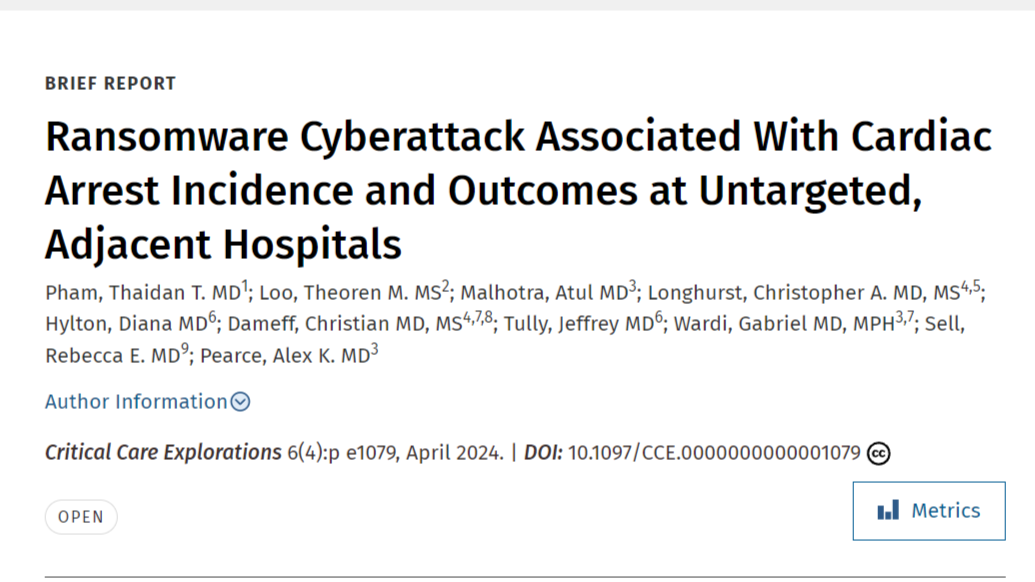 Christopher A. Longhurst: Healthcare cyber attacks can impact mortality