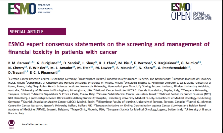 Ray Chan: Finally… the ESMO Expert Consensus on Financial Toxicity in Cancer is published!
