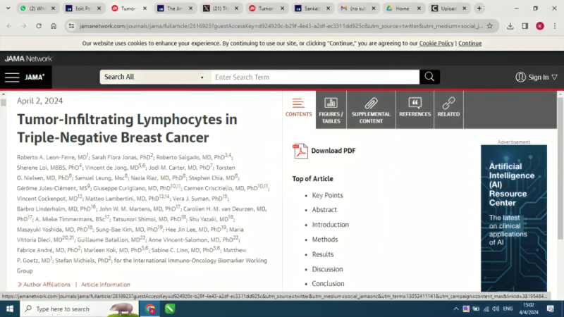 Early-stage triple-negative breast cancer treated with locoregional therapy only – JAMA Oncology