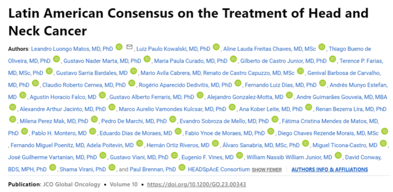 Fabio Ynoe de Moraes: This study established a Latin American guideline for care of patients with head and neck cancer