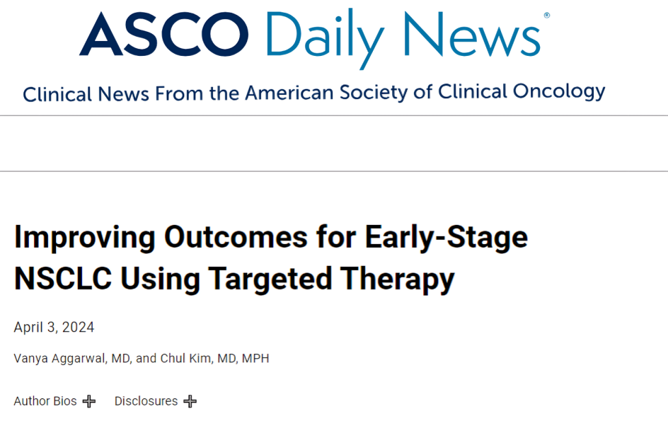 Chul Kim: Check out our article featured in ASCO Daily News