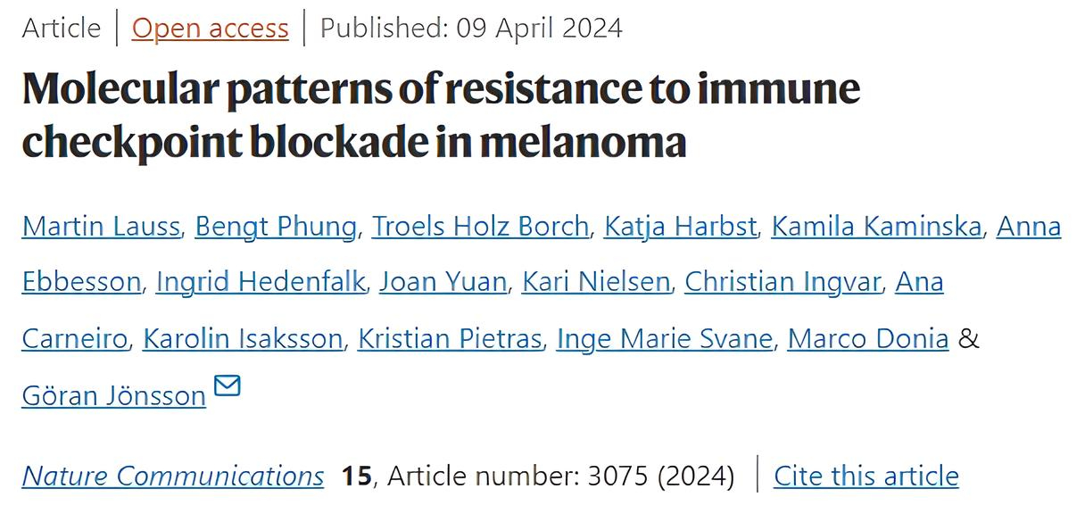 Center for Cancer Immune Therapy – Molecular patterns of resistance to immune checkpoint blockade in melanoma