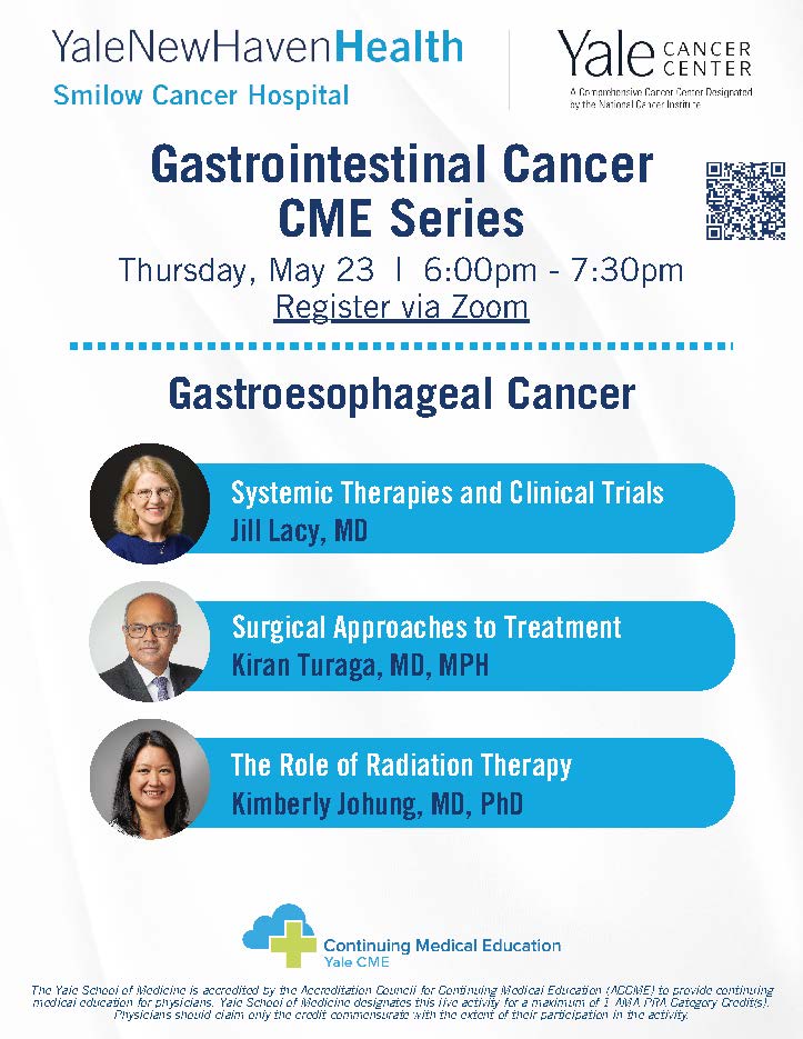 Yale GI Cancers webinar on Gastroesophageal Cancer, May 23