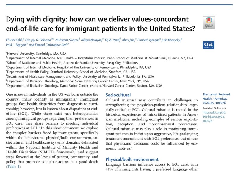 Edward Christopher Dee: We discuss end of life care for diverse immigrant patients in the US