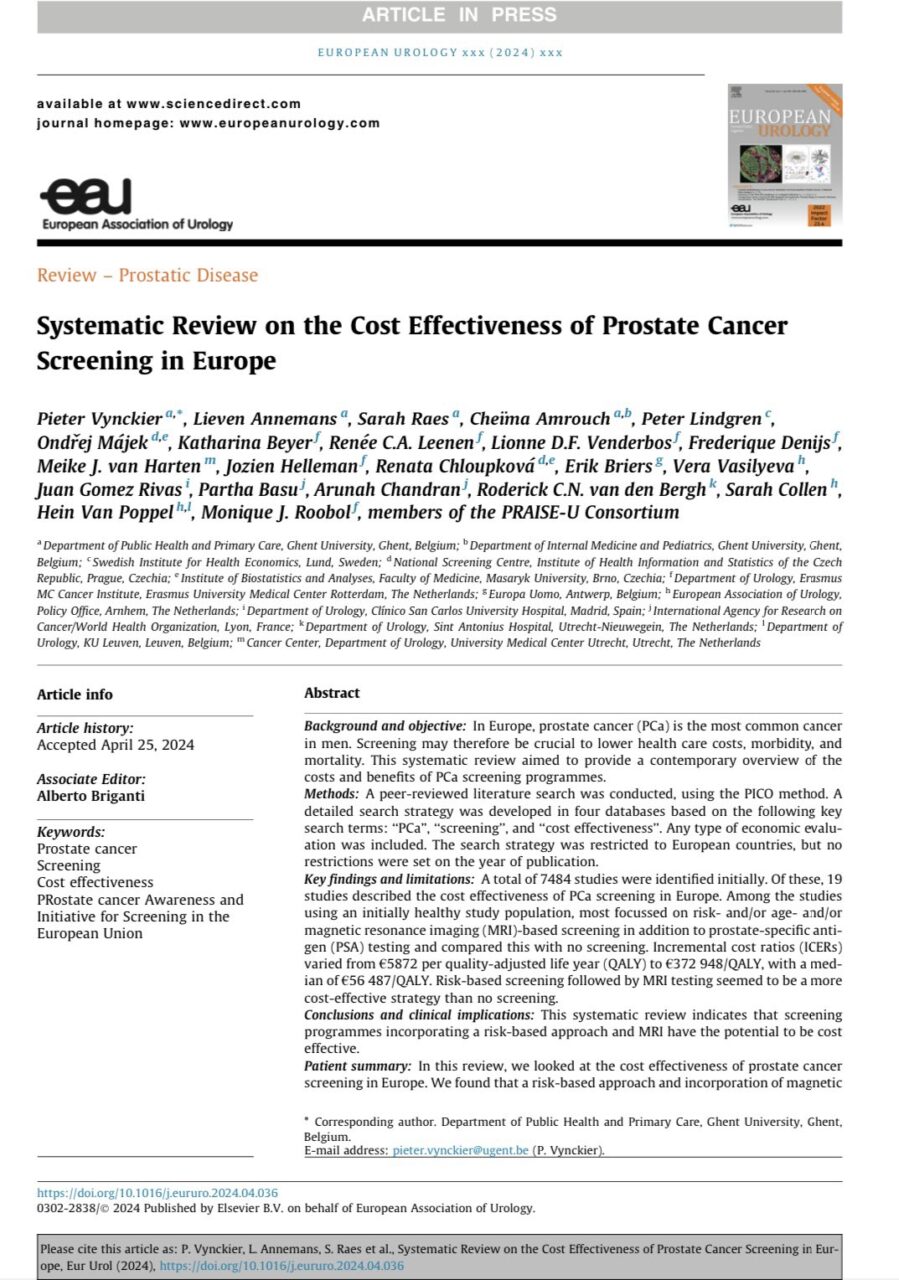 Juan Gómez Rivas: New Study by Pieter Vynckier et al. on prostate cancer
