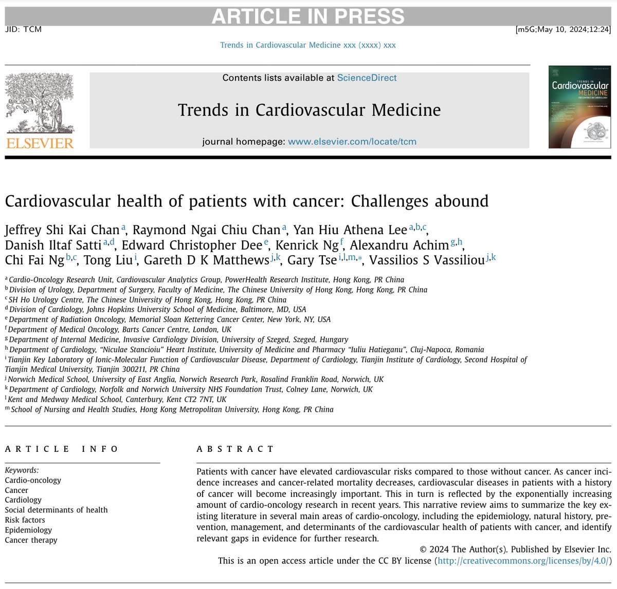 Edward Christopher: Tour-de-force review of cardio oncology by Jeffrey Chan et al
