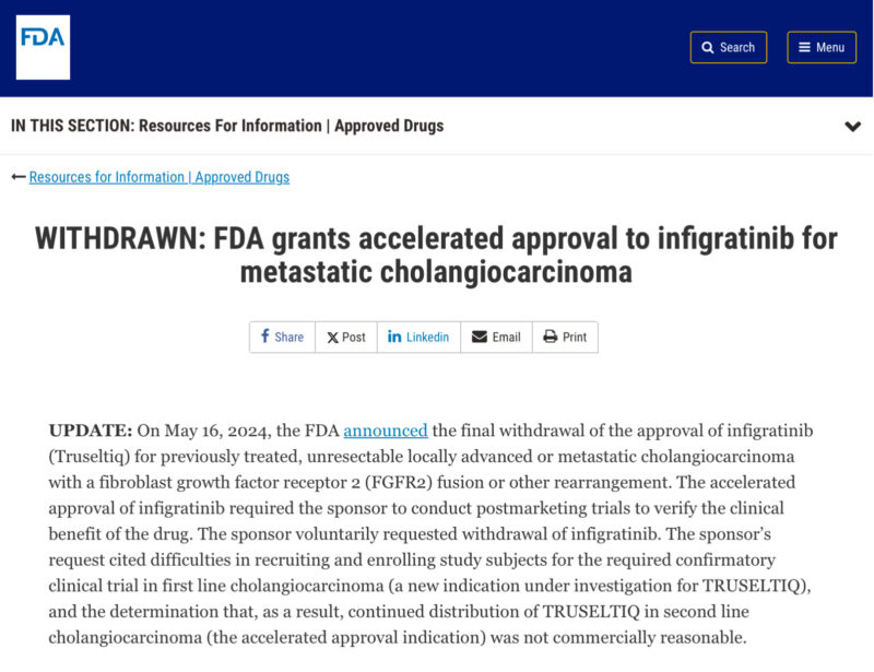 Tanja Obradovic: FDA just announced withdrawal of the approval for BridgeBio Pharma Truseltiq