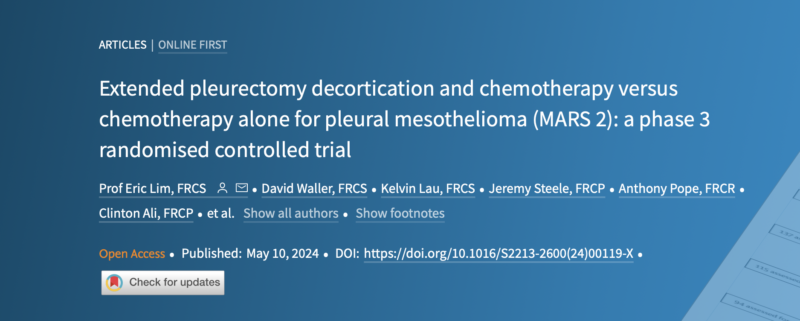 John Edwards: Lots of debate about the MARS2 RCT of mesothelioma surgery since Eric Lim’s presentation at IASLC