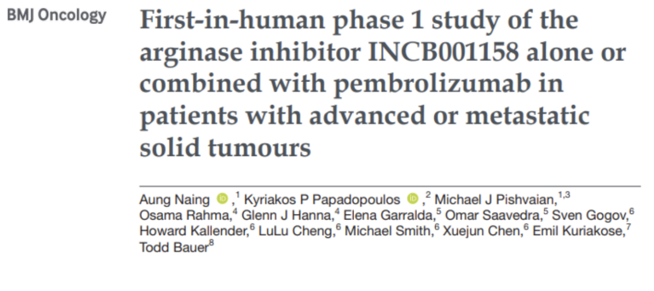 Deniz Can Guven: The 1st-in-human phase 1 study on arginase inhibitor INCB001158
