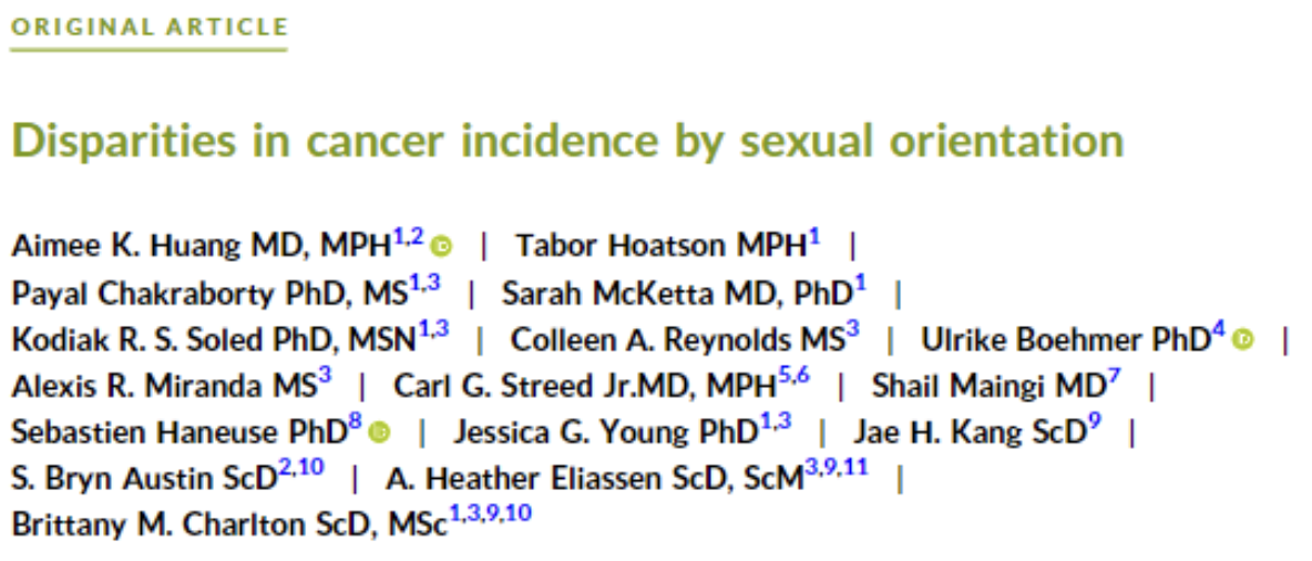 Cancer disparities among sexual minority populations – ACS Journal Cancer