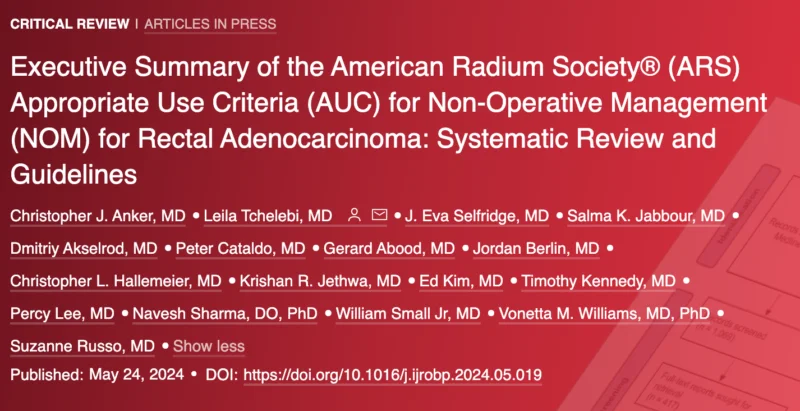 Krishan Jethwa: ARS AUC for Non-Operative Management for Rectal Cancer by Chris Anker et al