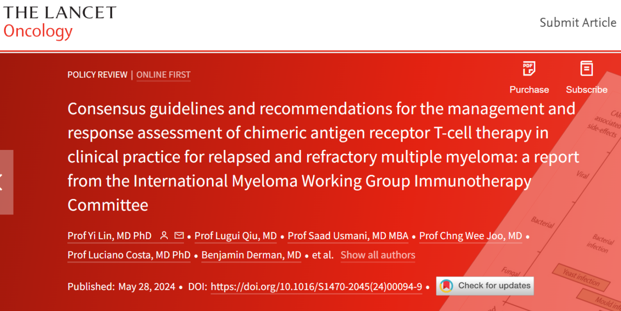 Vincent Rajkumar: International Myeloma Working Group guidelines CAR-T cell treatment in myeloma by Yi Lin
