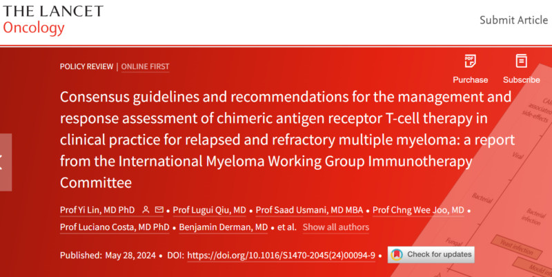 Vincent Rajkumar: International Myeloma Working Group guidelines CAR-T cell treatment in myeloma by Yi Lin