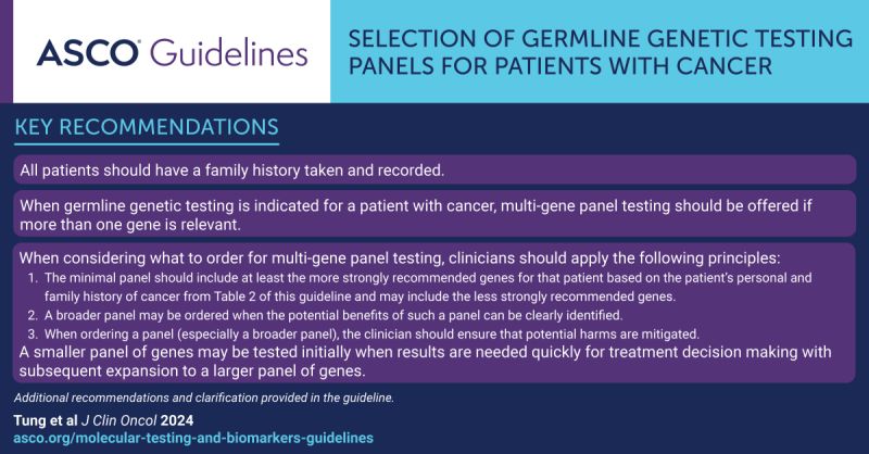 ASCO: New ASCO guideline on selection of germline Genetic Testing panels