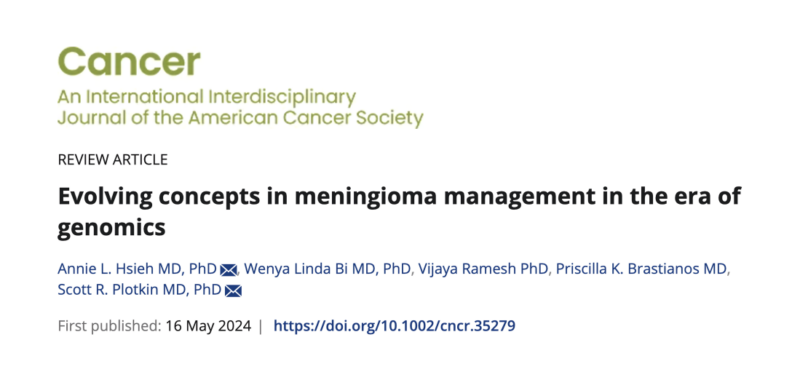 Evolving Concepts in Meningioma Management in the Era of Genomics – ACS Journal Cancer