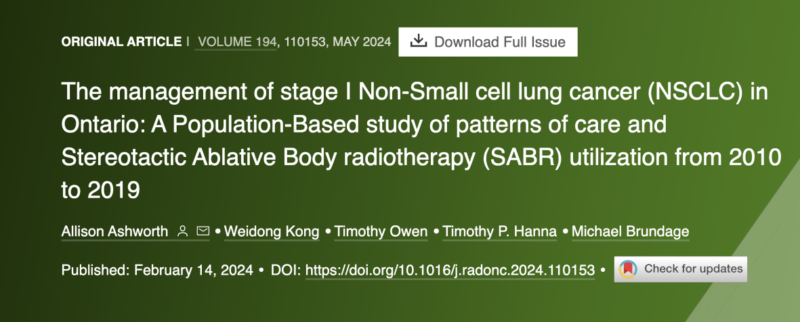 Aren Karapetyan: Latest findings from Ontario revealing dynamic shifts in the management of Stage I NSCLC
