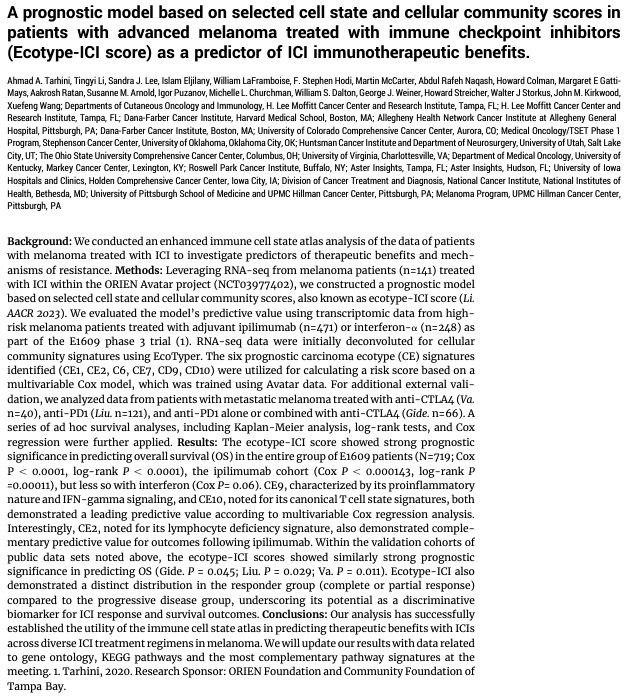 Ahmad Tarhini: Employing a machine learning framework to molecular data from patients with melanoma