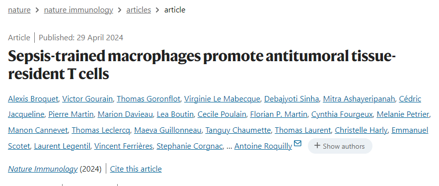 Samuel Hume: Interesting paper in Nature Immunology
