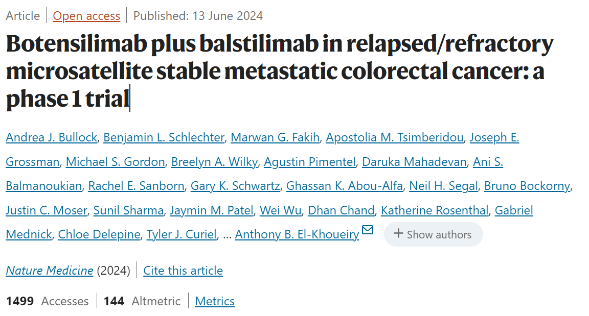 Bot/bal in relapsed refractory MSS metastatic colorectal cancer – a quick summary
