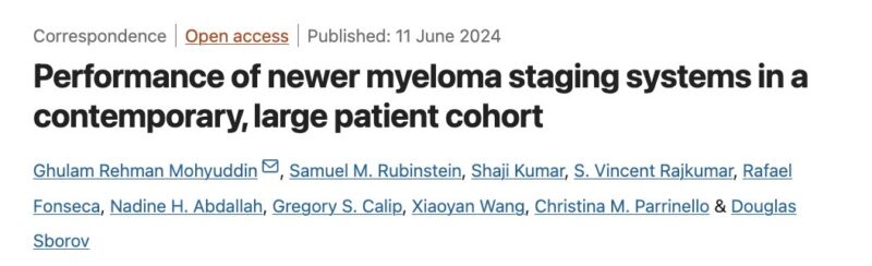 Manni Mohyuddin: Our paper on performance of myeloma staging systems