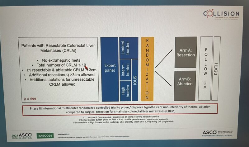 Jun Gong: Dr. Martijn Meijerink's Phase III COLLISION trial less than 10 colorectal liver metastases