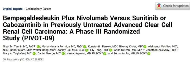 Sumanta K. Pal: PIVOT09 comparing pegylated IL2/nivolumab to TKI by Nizar Tannir et al.