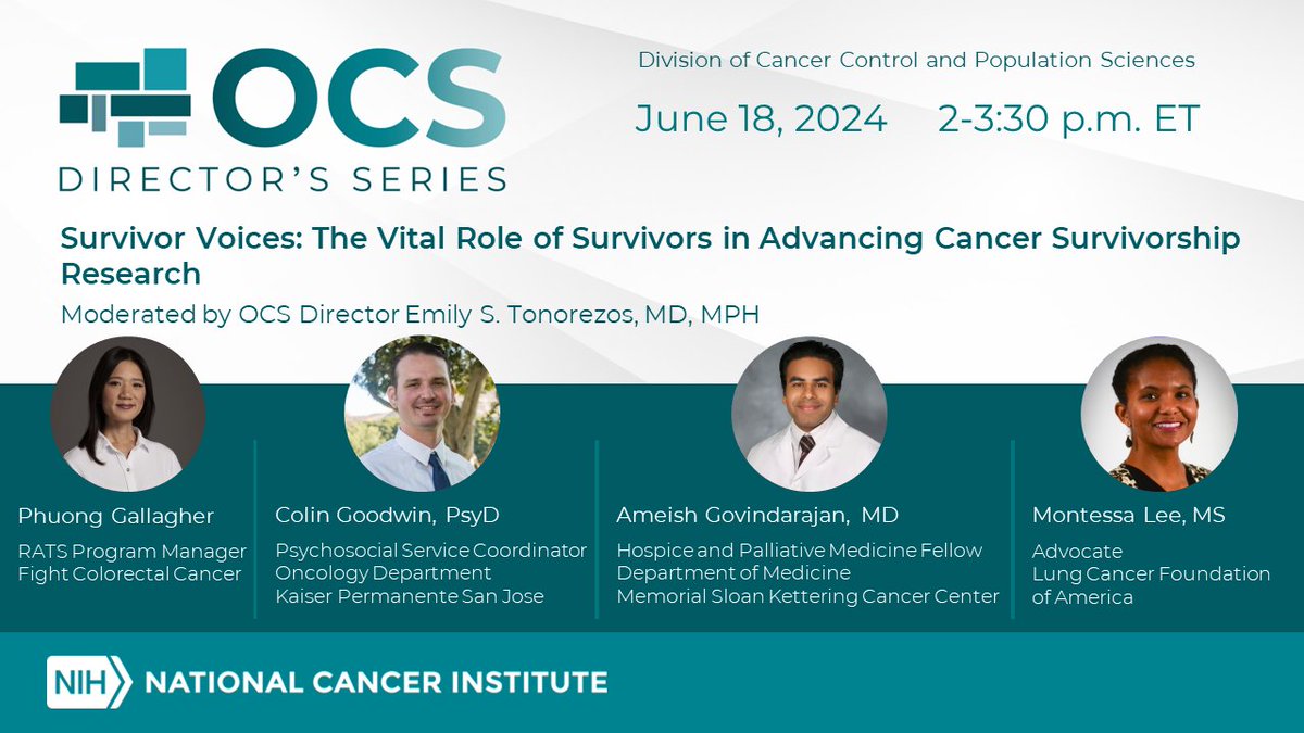 Register now for this National Cancer Survivors Month OCS Director’s Series webinar Survivor Voices – NCI Office of Cancer Survivorship