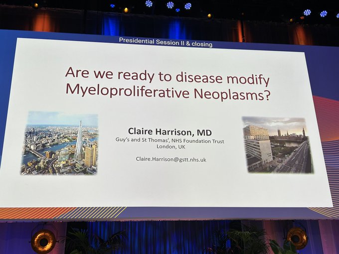 Claire Harrison sharing thoughts on current therapeutic landscape with MPN phenotypes