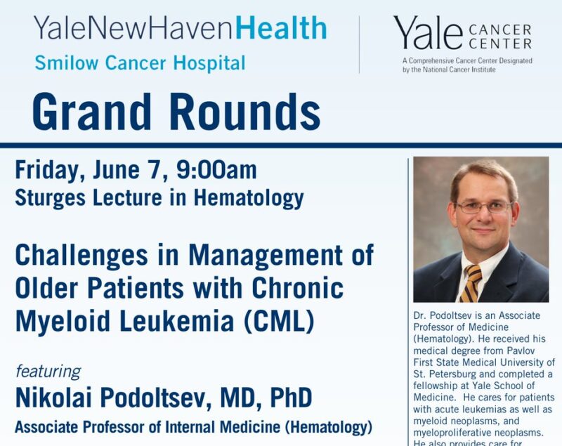 Join us tomorrow for the Sturges Lecture in Haematology with Dr. Nikolai Podoltsev – Yale Cancer Center