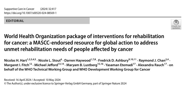 Nicolas Hart: A call for global action to address unmet rehabilitation needs of people affected by cancer