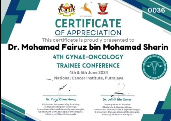 Mohamad Fairuz Mohamad Sharin: Thank you for inviting me at Gynae-Oncology Trainee Conference