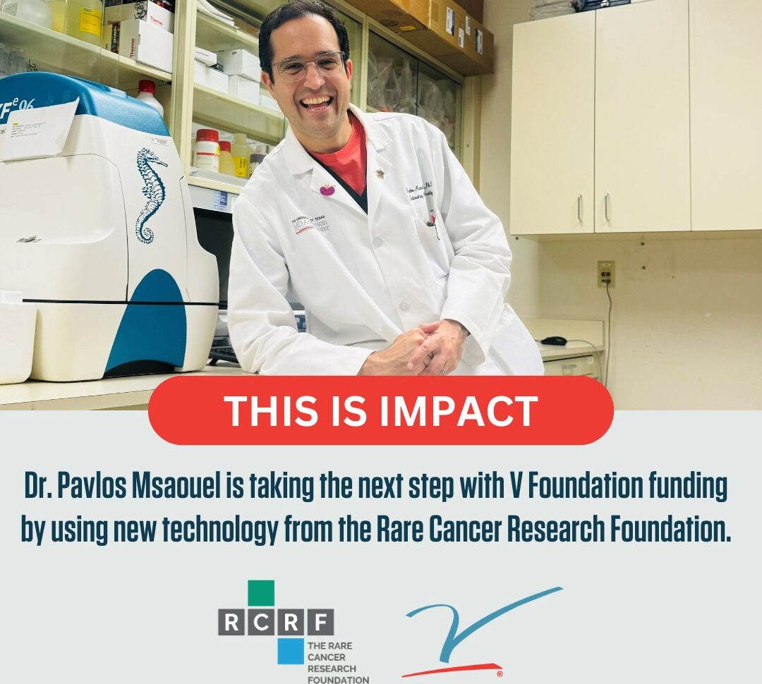 Pavlos Msaouel: Excited for the synergies with The V Foundation, Rare Cancer Research Foundation and Pattern.org to accelerate rare cancer discoveries