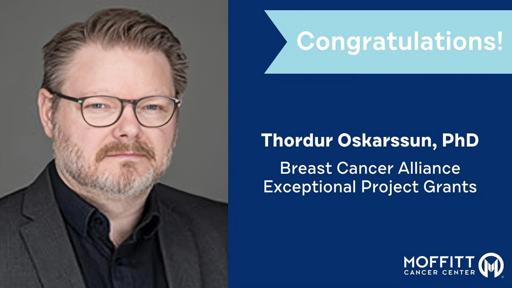 Thordur Oskarsson received the exceptional project grant from Breast Cancer Alliance for breast cancer research – Moffitt Cancer Center