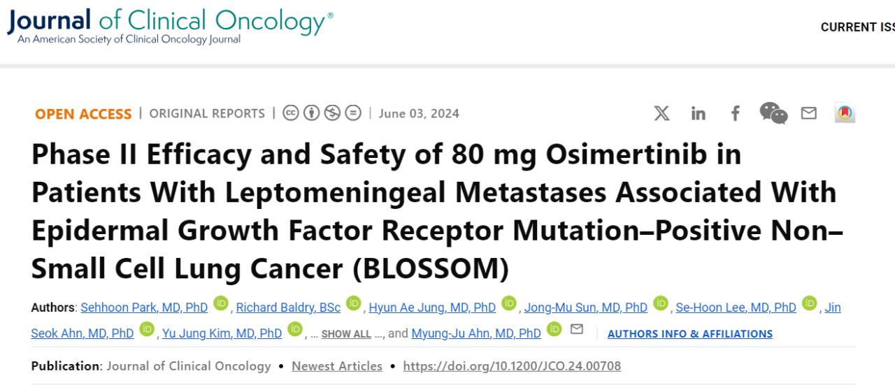 Phase II BLOSSOM Trial Osimertinib in LMD from EGFR+ NSCLC by Sehhoon Park et al.