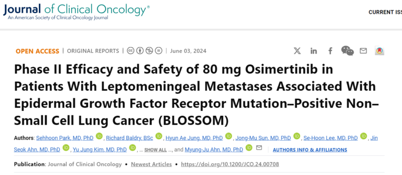 Phase II BLOSSOM Trial Osimertinib in LMD from EGFR+ NSCLC by Sehhoon Park et al