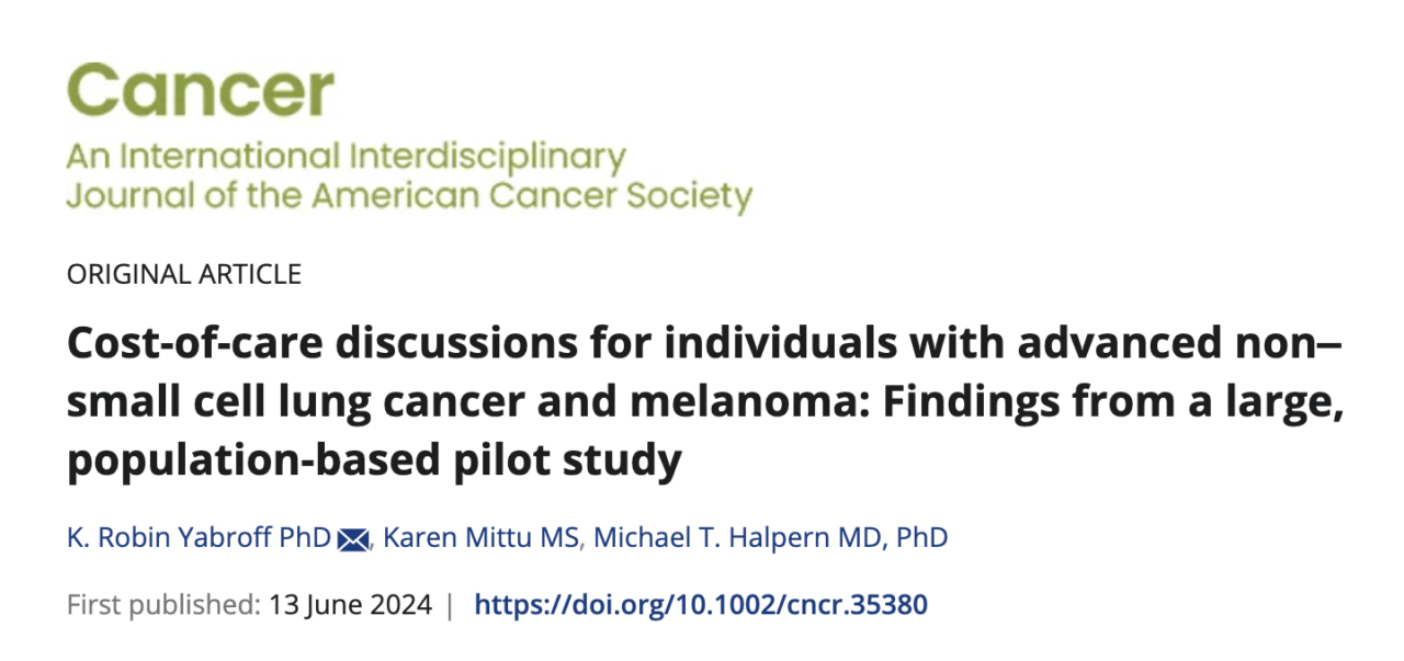 Cost of care discussions in medical records of patient with advanced NSCLC and melanoma – ACS Journal Cancer