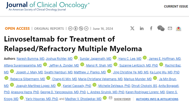 High ORR and low CRS rate with Linvoseltamab for R/R Multiple Myeloma