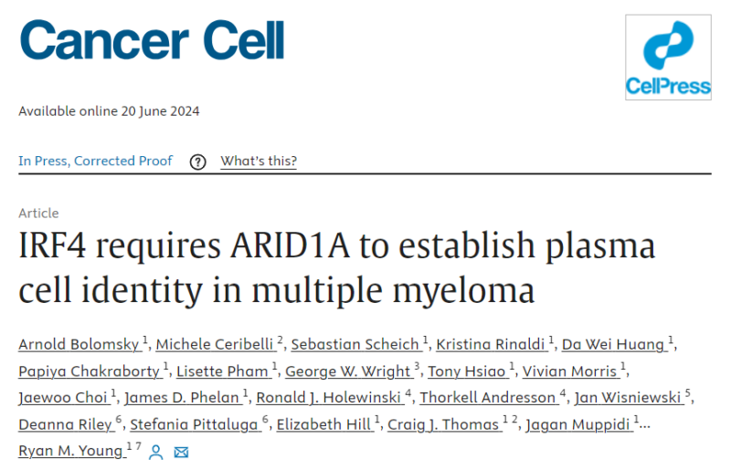 Myeloma Paper of the Day, June 23rd, suggested by Robert Orlowski