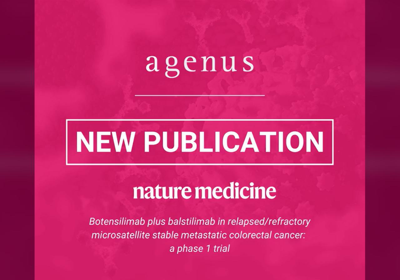Agenus’ Phase 1 clinical trial results have been published in Nature