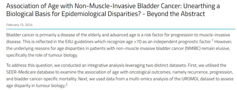 Sabine D. Brookman-May: Older patients with NMIBC show more aggressive tumors