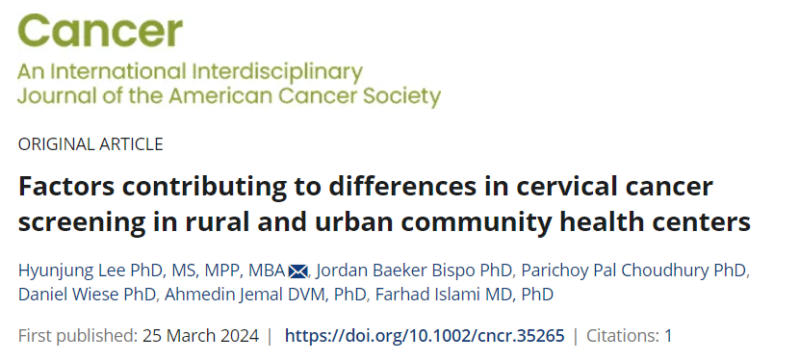 Benjamin Toll: Factors contributing to differences in cervical cancer screening